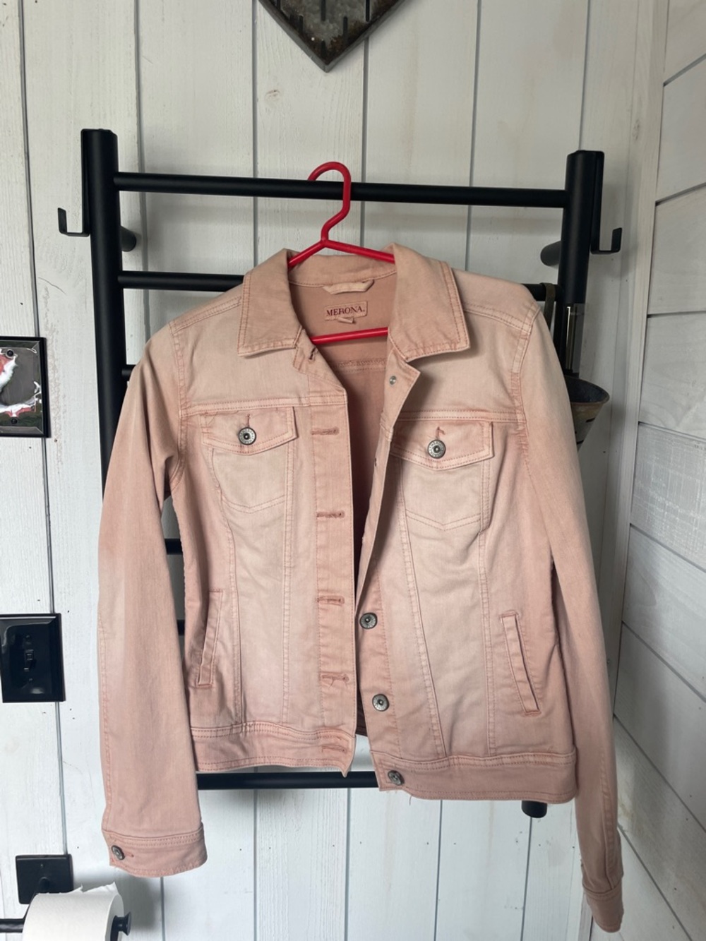Merona blush pink washed denim jacket - Picture 1 of 5
